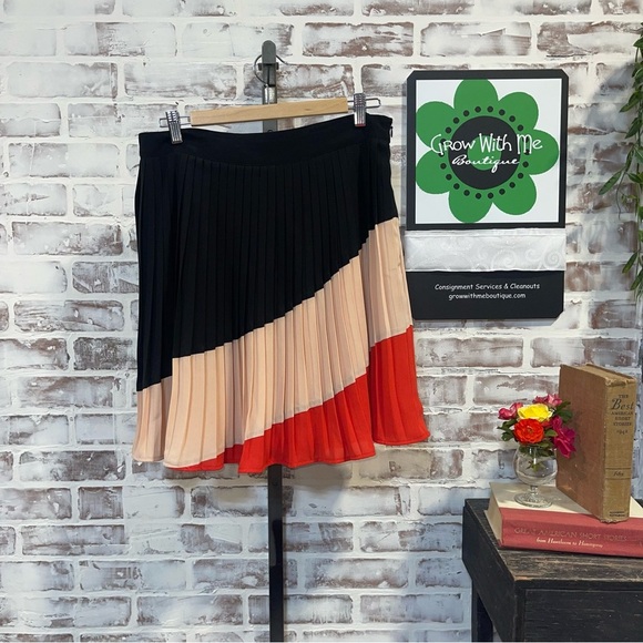 Maeve color blocked  Pleated Skirt large - Picture 2 of 11